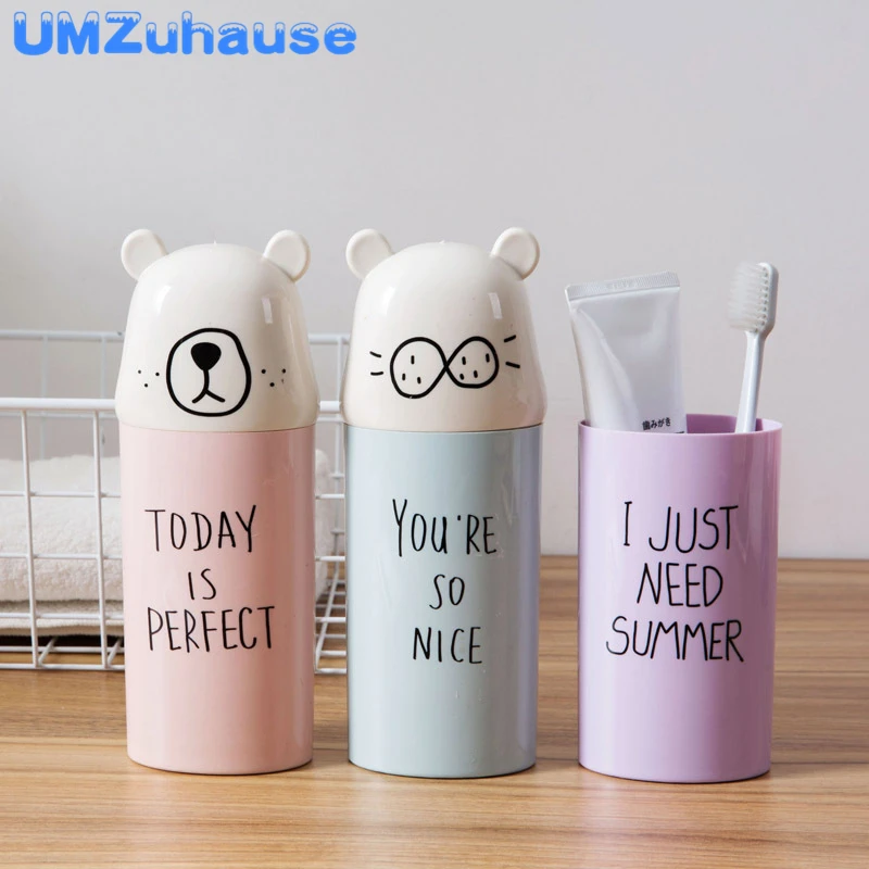 

Travel Toothbrush Cup Storage Boxes Cute Cartoon Brush Teeth Washing Tooth Case Children Home Bathroom Organization Bin Portable