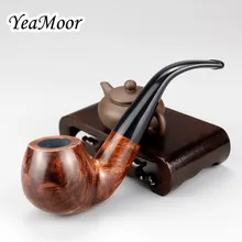 Классический большой Briar курительная трубка 9 мм фильтр ручной работы изогнутая табачная трубка 74 инструменты свободный Гладкий горшок Briar деревянная труба Briar дымовой инструмент