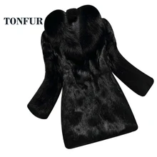 Luxury Big Genuine Full pelt Rabbit Fur Coat With Real Natural Fox Fur Collar Hot Wholesale Customize Plus Size Overcoat SR100