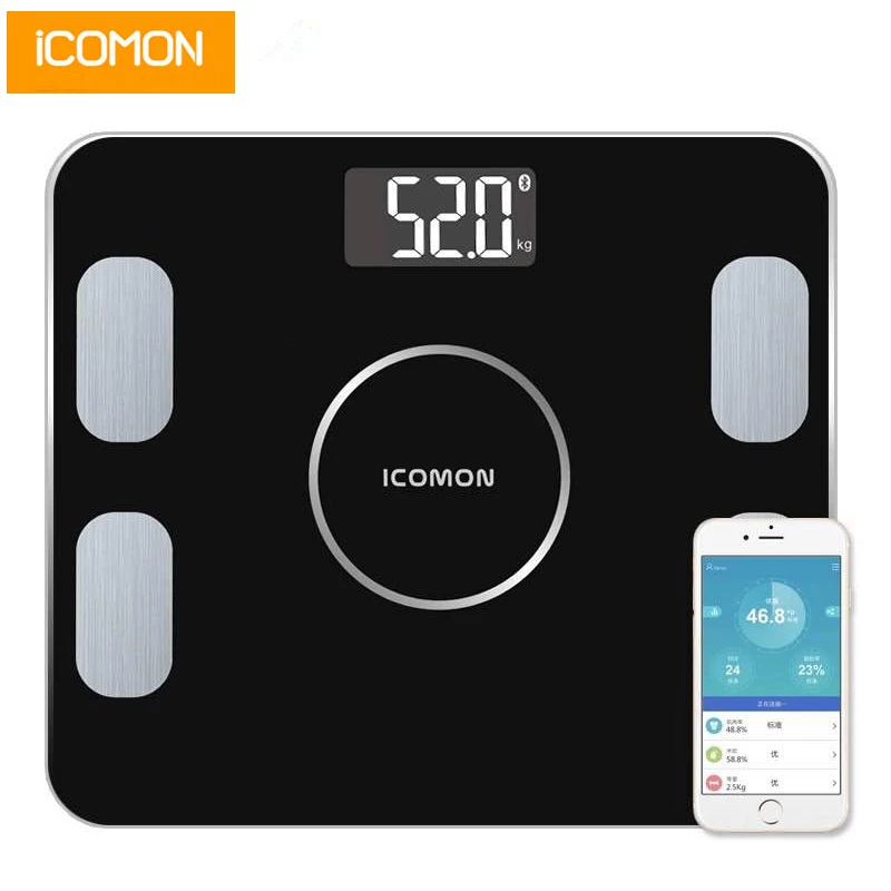 

Original iCOMON Smart Body Fat Scale Household Digital Bathroom Weight Scale Floor bmi mi Bluetooth Scale Tempered Glass 20 Data