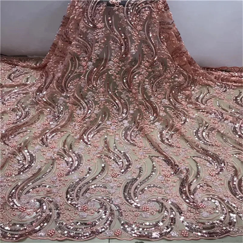 Дизайн африканская кружевная ткань высокого качества французский бисер вышитый тюль кружевная ткань с блестками