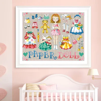 

PAPER DOLL DIY Craft Stich Cross Stitch Package Cotton Fabric Needlework Embroidery Crafts Counted Cross-Stitching Kit