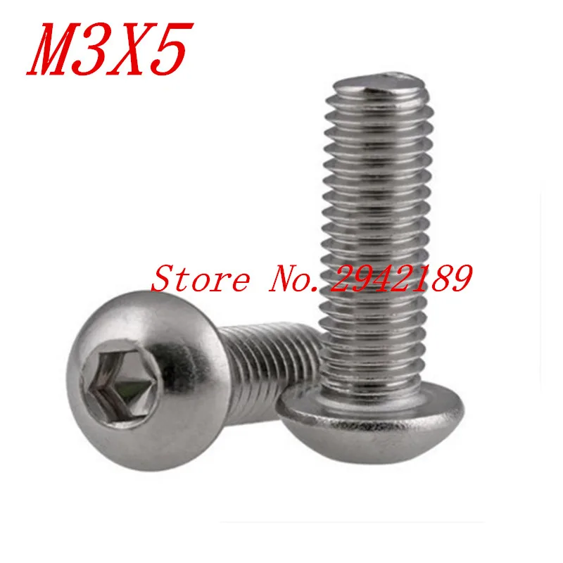 

500pcs iso7380 M3*5 M3 x 5 stainless steel button head screw