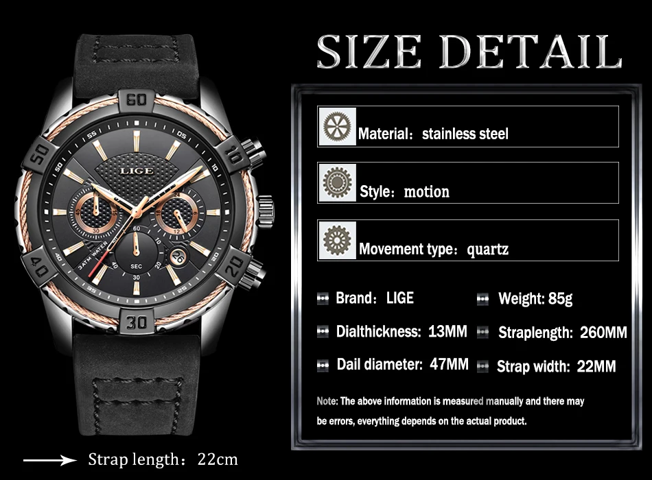 Horloges Mannen LIGE мужские модные повседневные водонепроницаемые кварцевые часы с кожаным ремешком, мужские часы от ведущего бренда, роскошные спортивные часы с хронографом