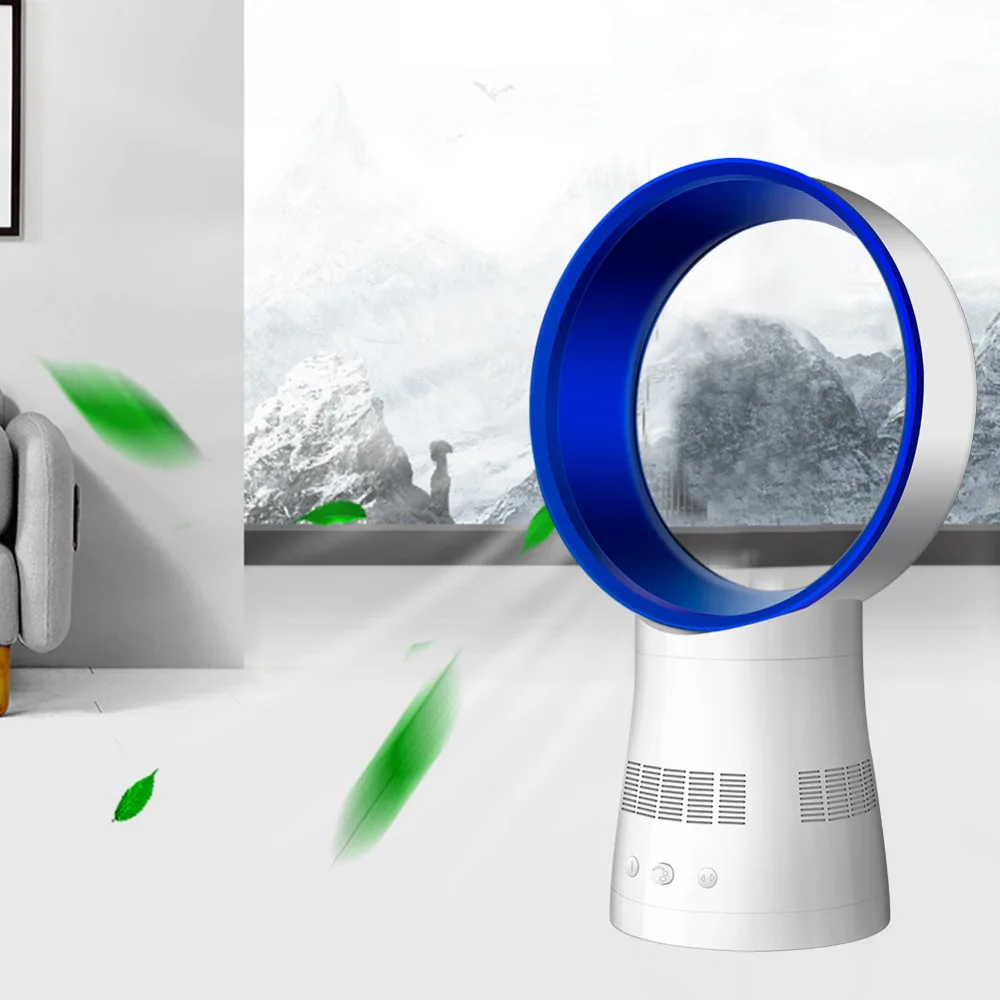

12 inch Remote Control Bladeless Fan Ultra Quiet Timer No Leaf Fan Desktop Ventilation Ventilator 360 Degree Rotary Air Cooler