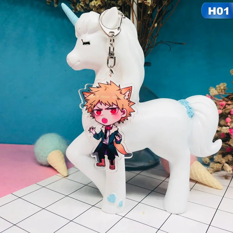 01 Модный милый мультяшный Аниме Academy My Hero Academi брелок акриловый двухсторонний брелок для ключей талисманы подарок - Цвет: 01