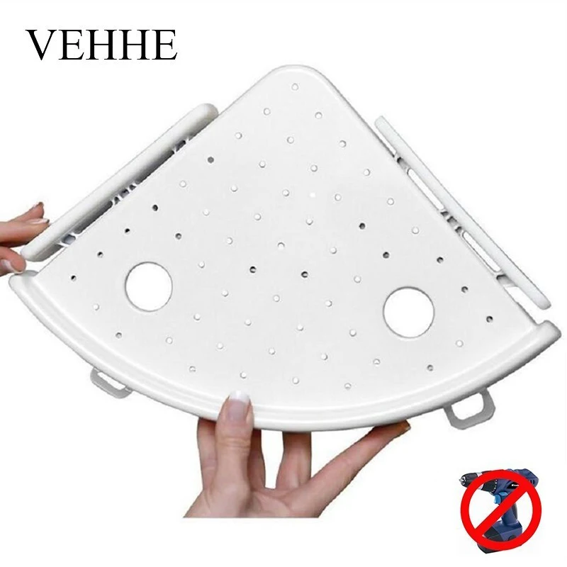 Preise VEHHE Bad Regal Organizer Snap Up Ecke Regal Caddy Bad Ecke Regal mit 2 Haken Wand Halter Shampoo Halter