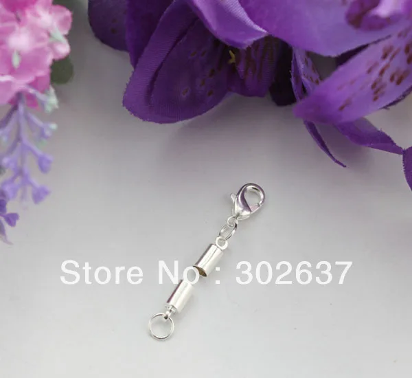 

FREE SHIPPING 50 Sets of silver plated cord end w/ clasp for 2mm leather #22542