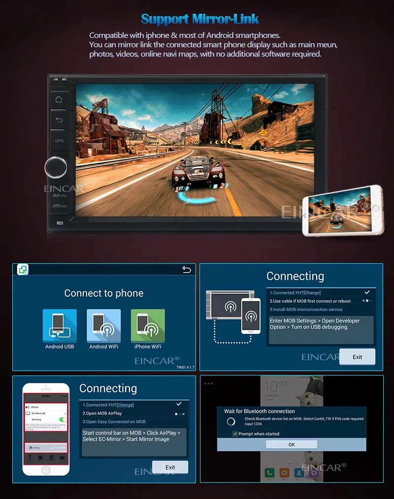 Flash Deal Android 5.1 3G WIFI 7"Double 2DIN Car Radio HD Stereo No DVD GPS Navi Mirror CAM 2