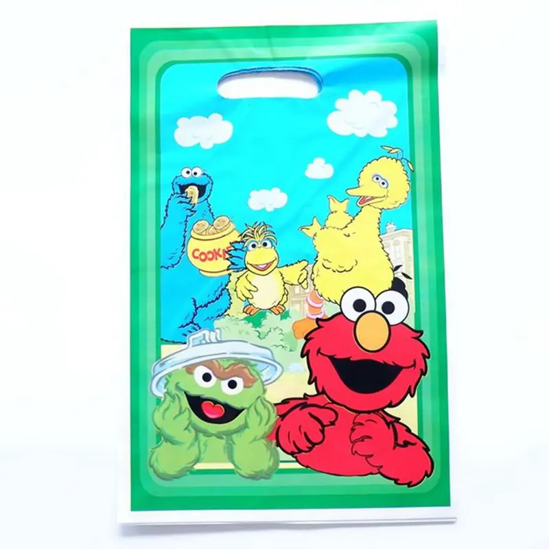 

20pc Kid favor Birthday Party Decoration Handle Candy Plastic Loot Bags Kids Favors Sesame Street Gift Bag Baby Shower Supplies