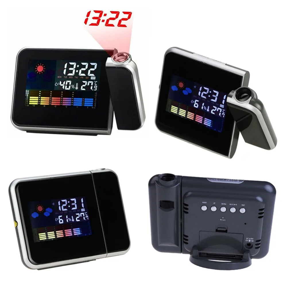 Настольные часы цифровой будильник с проектором цветной экран время проекции часы Многофункциональный Погодный календарь часы времени