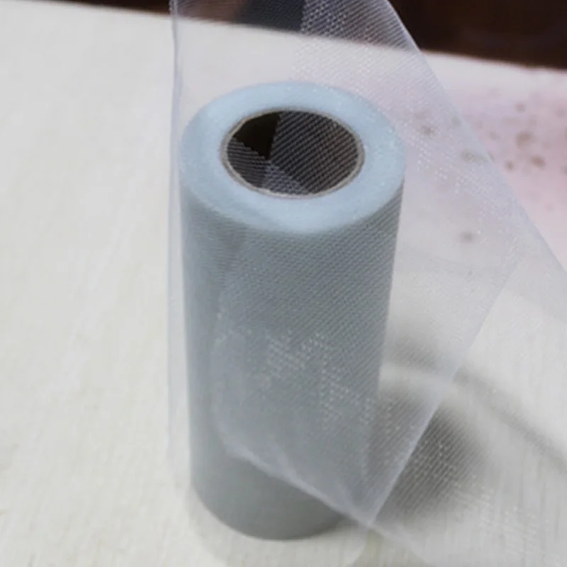 light gray 25 ярдов 15 см Ткань Кристалл Тюль рулон катушки ткань подарок обертывание Свадебная декорация рукоделие хобби детский душ день рождения принадлежности - Цвет: light gray