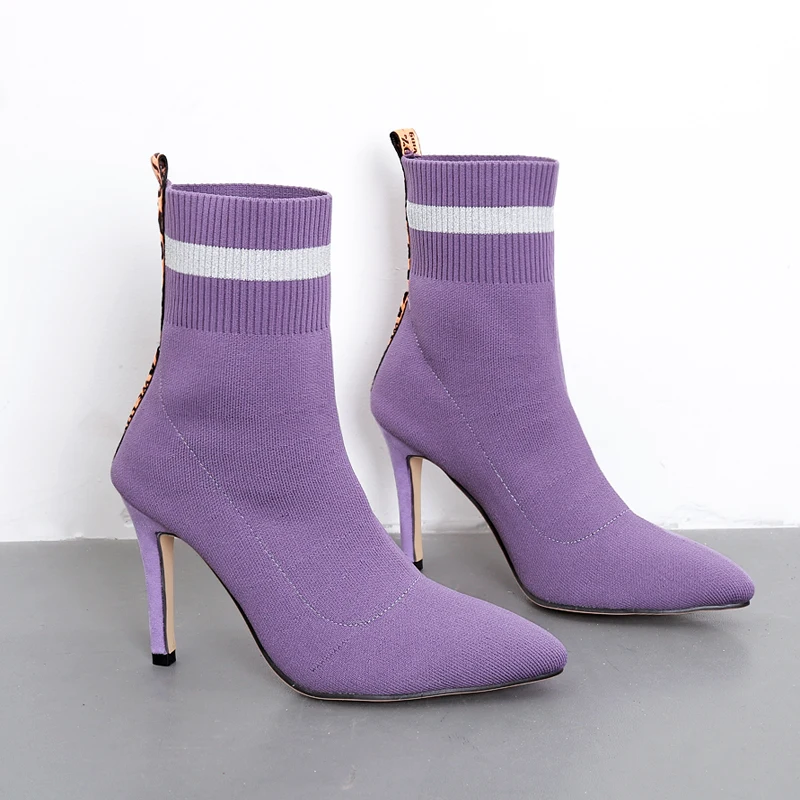 low heel ankle sock boots