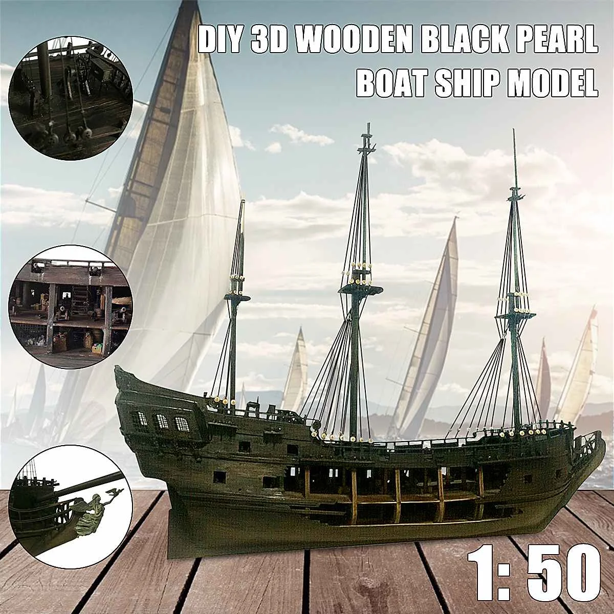 

New 1:50 DIY The Black Pearl Model Ship Kits For Gift FOR Pirates of the Caribbean DIY Set Kits Assembly Boat