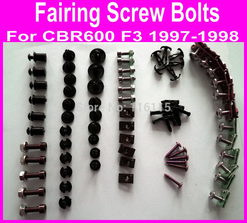 

New Motorcycle Fairings screw bolts kit for HONDA CBR 600 F3 1997 1998 CBR600 F3 97 98 black fairing dag screws,coupling bolt se