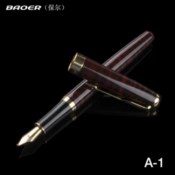 

BAOER 388 Classic Stainless steel Business medium Nib Fountain Pen new Silver Golden Trim M Nib