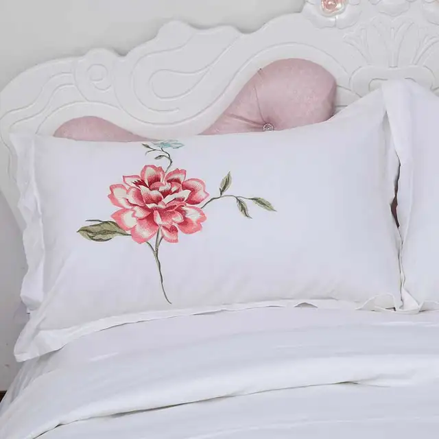Buy Cilected Embroidery Rose Flower Pillowcase 1pc