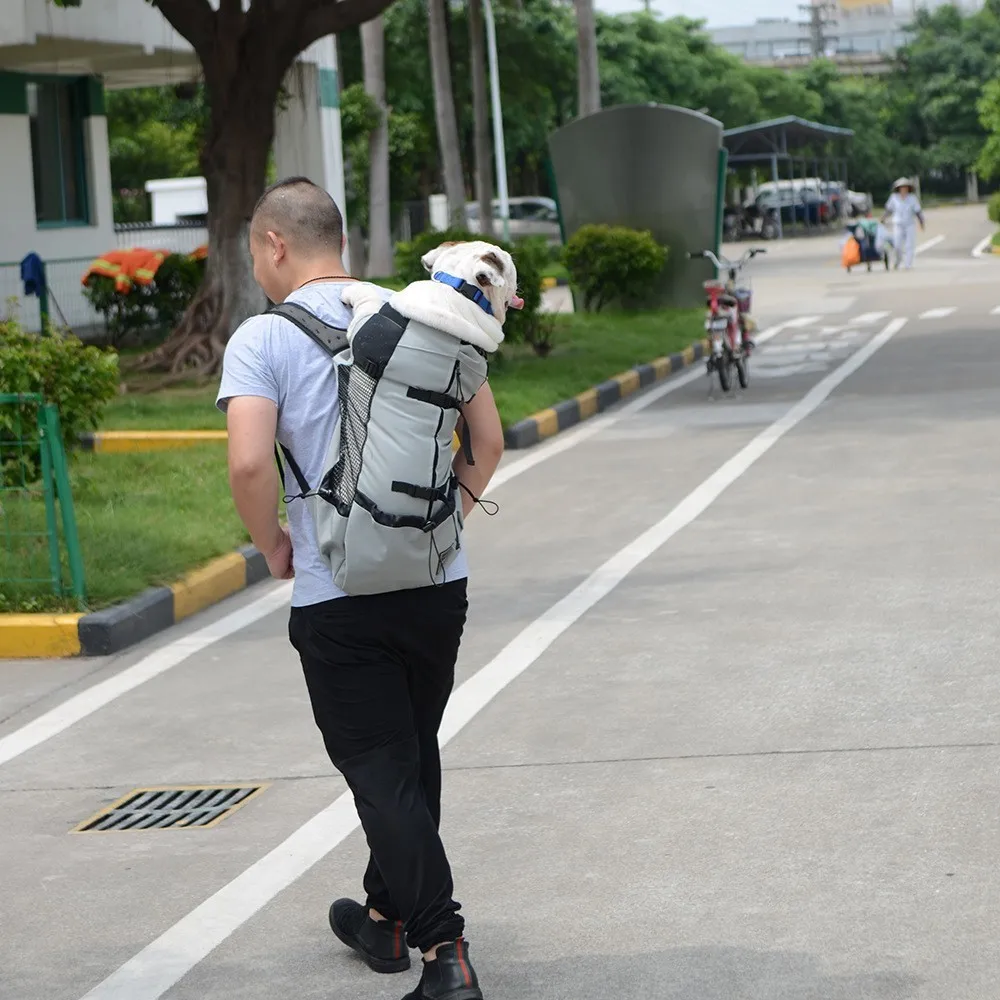 1 шт., переноска для собак, рюкзак для питомцев, рюкзак для путешествий, сумки для собак, воздухопроницаемый, моющийся, для прогулок на велосипеде, походный рюкзак - Цвет: Серый
