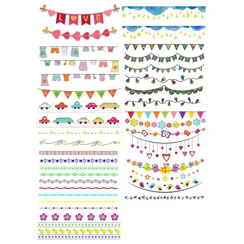 

2 pcs/lot Colorful Decoration Line Scrapbook Bullet Journal Stationery Stickers Planner Poster Post It Patchwork Craft Supplies