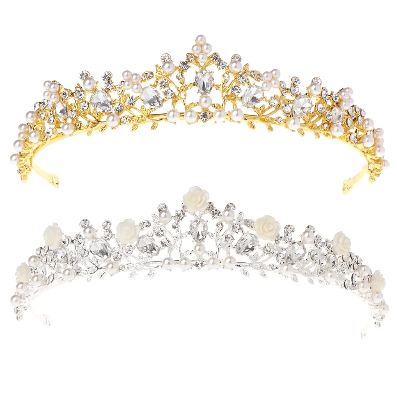 

NEW Pearl Crown Bride Wedding Tiara Princess Jewelry Women Luxury Queen Decoration