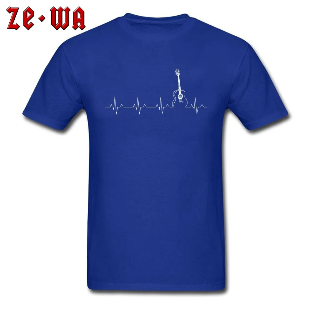 Crazy Men On Sale Normal T Shirt Crew Neck Autumn All Cotton Tshirts Casual Short Sleeve Tee Shirt Free Shipping GUITAR SHIRTGUITAR HEART BEAT SHIRT 1378 blue