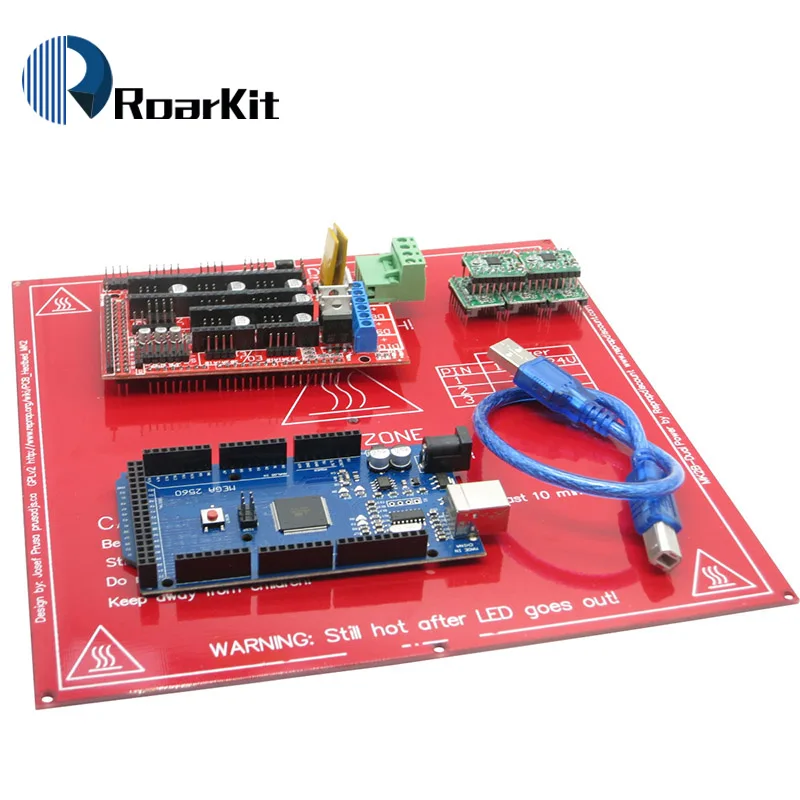 Комплект Reprap Ramps 1 4 с Mega 2560 r3 + Heatbed mk2b ЖК контроллер 2004 Драйвер A4988 торцевые