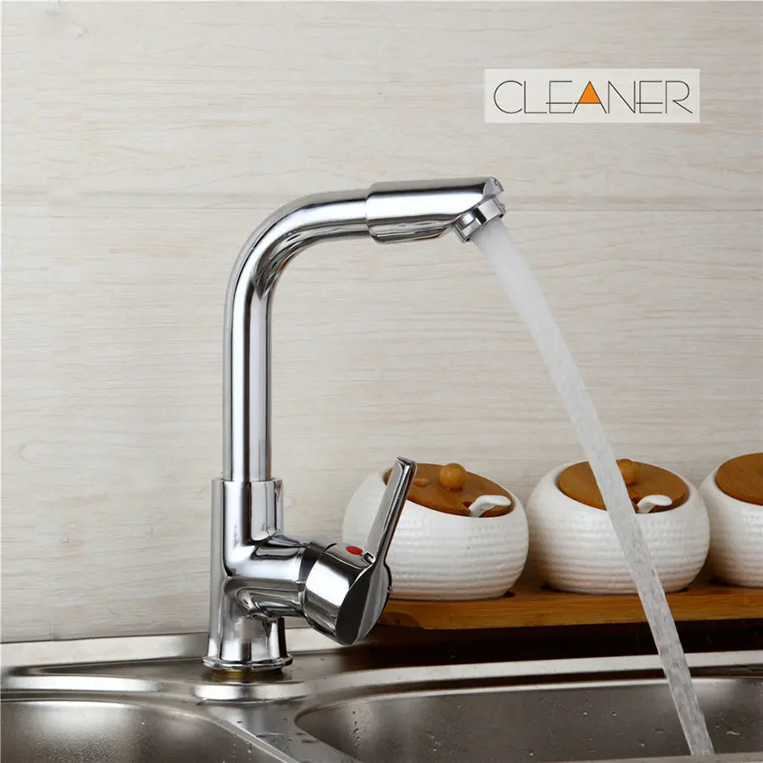 360 Swivel Spout Deck Mounted Chrome Brass Finish Bathroom Basin Hot Cold Water Mixer Kitchen Sink