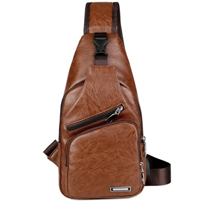 Longmiao, мужские сумки на плечо из искусственной кожи, нагрудные сумки через плечо, деловые сумки-мессенджеры, мужские сумки с зарядным устройством USB - Цвет: light brown