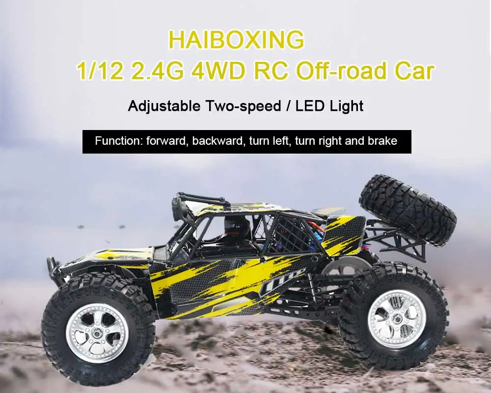 

High Speed Steering Gear Servo RC Cars 1/12 2.4G 4WD Adjustable Two-Speed RC Off-Road Car With LED Light Remote Control Car Toys