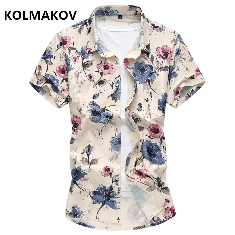 2018 New Arrival Printed Dress Shirt Summer Men Short Sleeve Shirt Slim Fit Men's Dress Shirts Casual Mane Work Wear Shirts