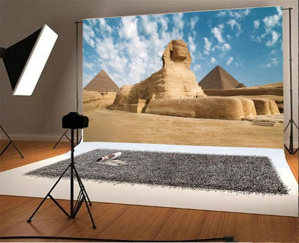 7x5t фото фон Сфинкс и Пирамида хафре Каир Египет Landmark Photo Background|Фон для фотосъёмки|
