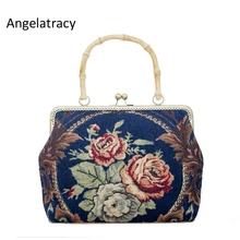 Angelatracy ручная работа женская сумка Цветочная женская сумка винтажная роза жаккардовая пасторальная американская сельская дамская сумочка