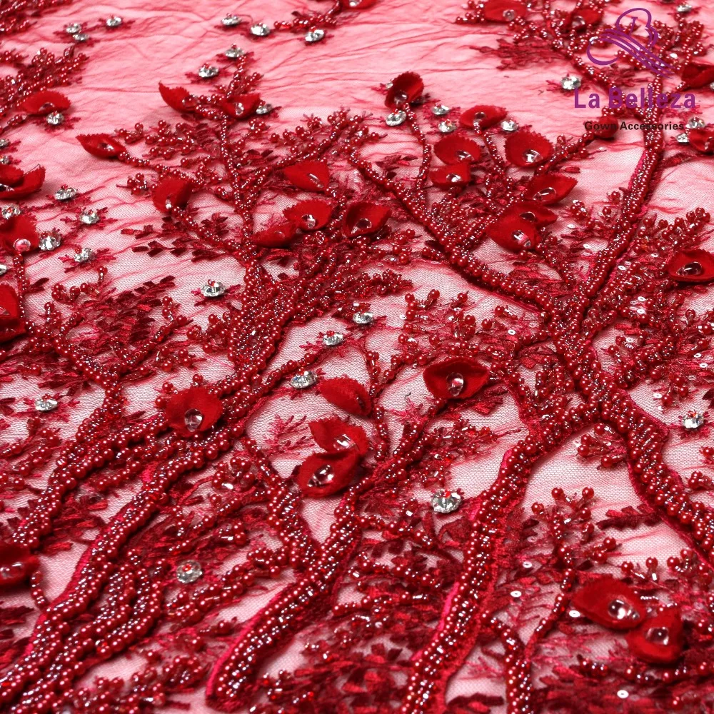 Хорошие новости, есть несколько ярдов La Belleza грязно-розовый ручной работы Бисероплетение Кристалл 3D Цветы вечернее платье кружевная ткань 1 ярд