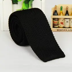 Для мужчин черные трикотажные галстуки Классические тонкие узкие трикотажные галстуки Бизнес галстук для жениха Свадебная вечеринка ZZLD906