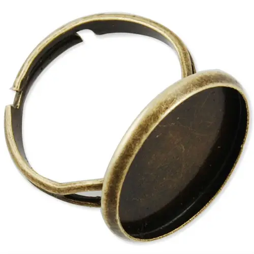 

16MM Round Adjustable Shallow bottom Antique Bronze plated Ring Base Setting With 16MM round Pad,Sold 50PCS Per Package