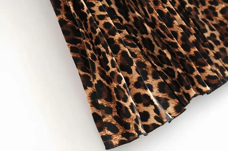Женский эластичный пояс с бантом, завязывается, Повседневная тонкая шикарная юбка, винтажная плиссированная юбка миди с леопардовым принтом, Faldas Mujer