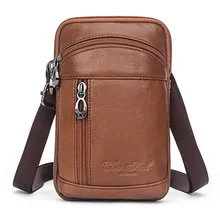 Модные Для мужчин из натуральной кожи сумка сотовый Чехол для телефона пояс обновления крючок классические повседневные Креста тела плеча милые сумки