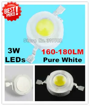 

50pcs/lot, 160-180LM 3W white leds, 3W LEDs 6000-6500K, high power pure white led beads, lamp beads (No: DY-3W-PW ) freeshipping