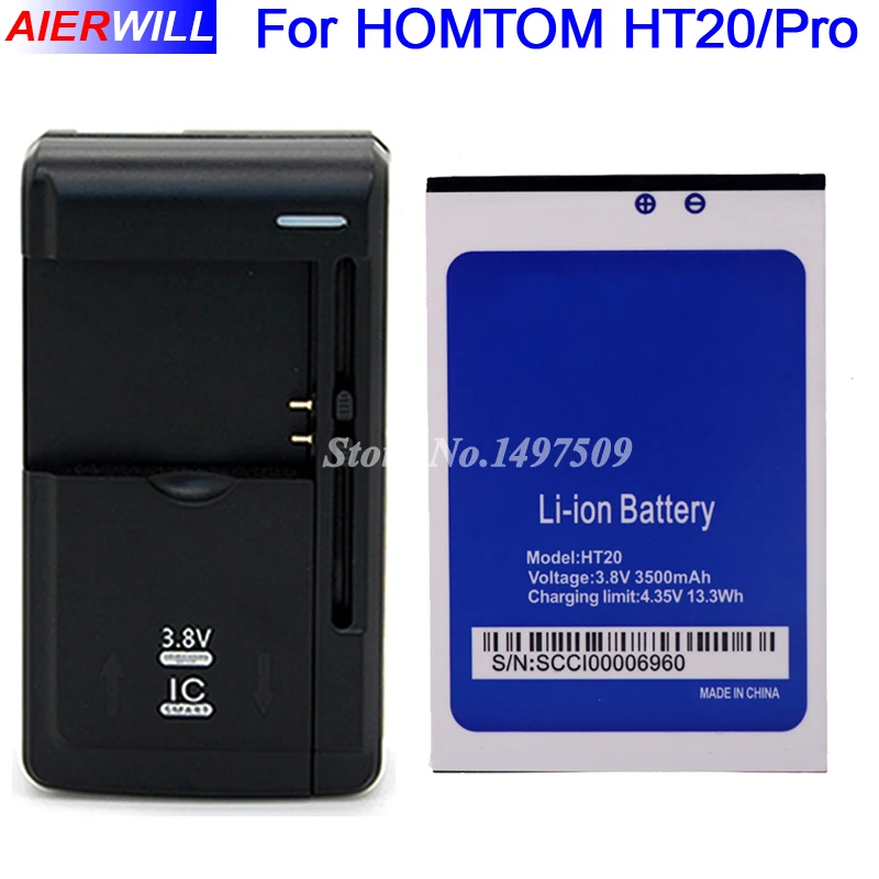 

For Homtom HT20 Battery For Homtom HT20 Pro Batterie Bateria Accumulator AKKU 3500mAh+Universal Charger