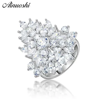 

AINUOSHI 925 Sterling Silver Women Wedding Engagement Exaggerate Rings Anniversary Party Silver Ring Jewelry anillos de animales