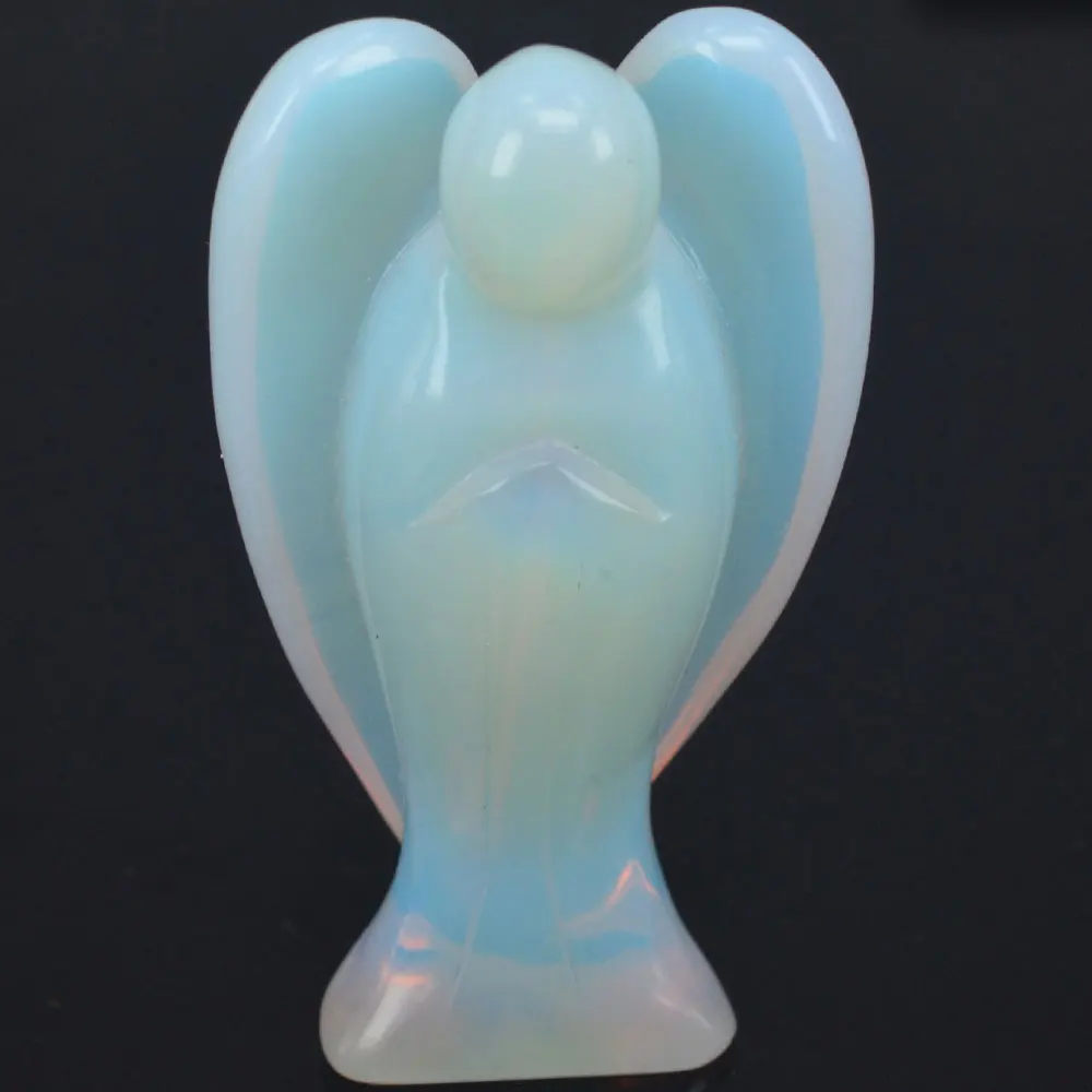

3inch Opalite Gemstone Carving Angel Lucky Crafts Figurine Chakra Healing Reiki Feng Shui Stone