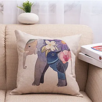

Home Decoration Cushion Sofa Car Throw Cushion Retro Animal Elephant Cotton Linen Cushion P7Ding