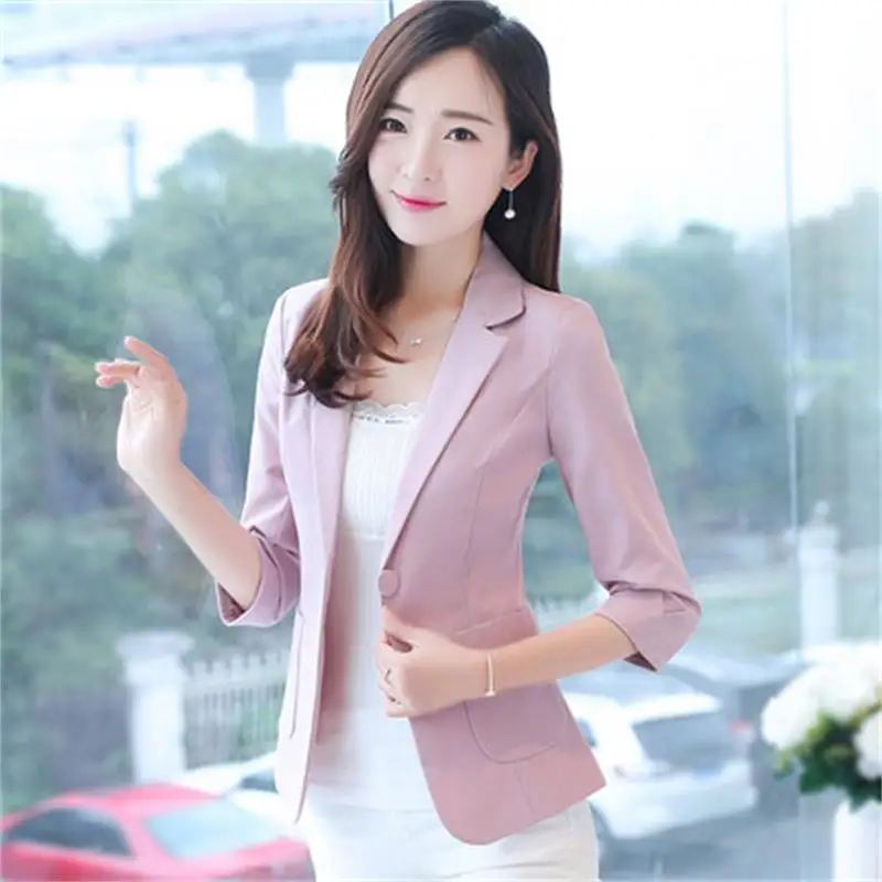 

Small suit female jacket Korean Slim 2019 new summer thin section seven sleeves casual suit ladies top Fashion wild Women