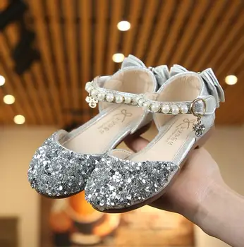 

2019 New Girls Sandals Princess Baby Girl Shoes Toddler Infant Kids Pearl Bling Sequins Single Princess Shoes Bow Sandals