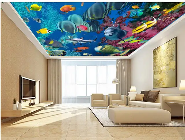 Modern Living Room Murals aliexpress : buy beautiful underwater world of fish ceiling 3d Modern Living Room Murals aliexpress : buy beautiful underwater world of fish ceiling 3d