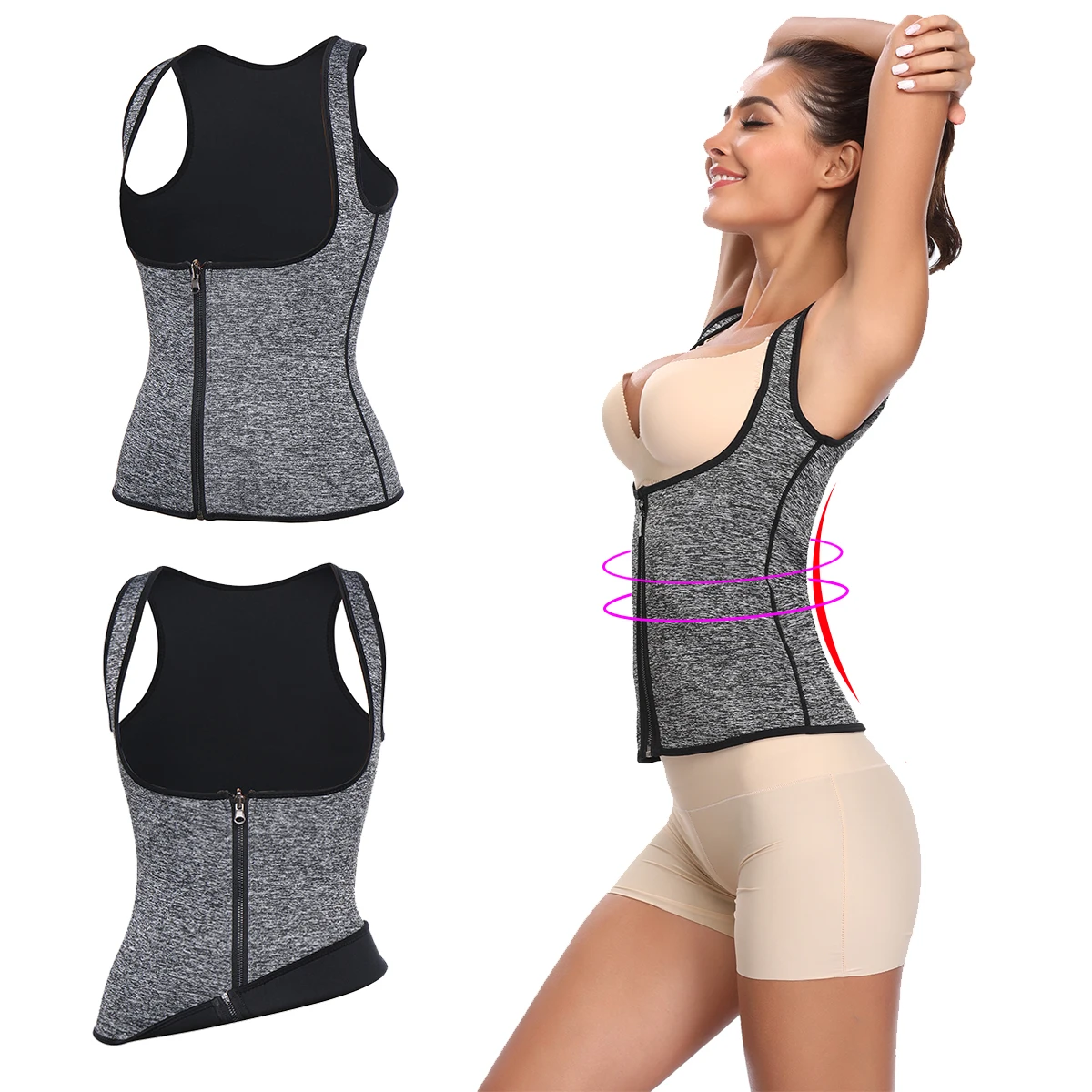 

Neoprene Waist Trainer Corset Slimming Hot Sweat Vest Sauna Suit Tank Top Curves Worked Out Body Shapers for Weight Loss