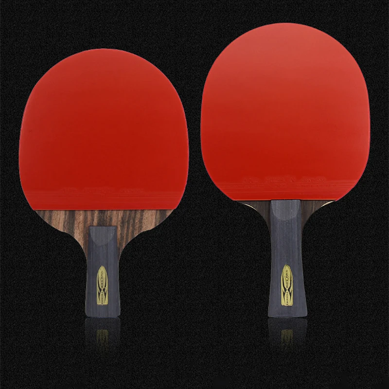 Huieson Super Hard Ebony Wood Carbon Table Tennis Racket 7 Ply Blade Double Pimples in Rubber