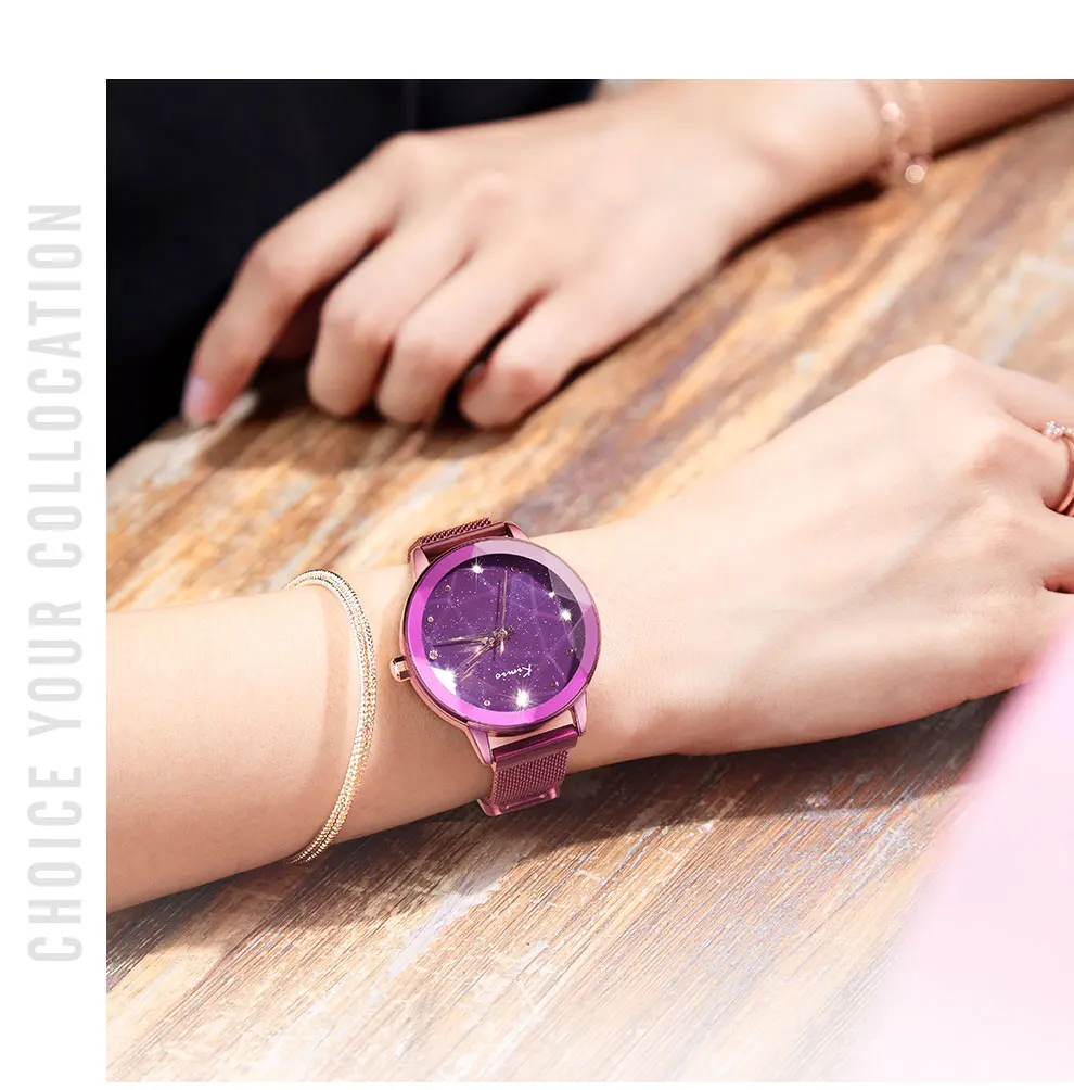 Роскошные женские часы-браслет синий сетчатый ремешок женские кварцевые часы KIMIO бренд женское платье часы наручные часы Relogio Feminino