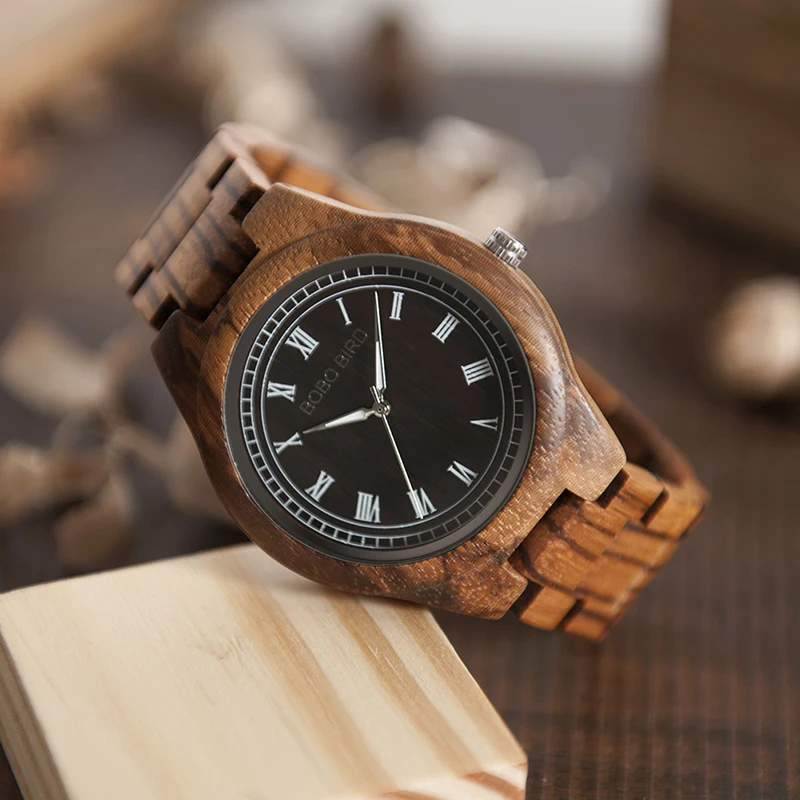 BOBO BIRD Wooden Watches Men Natural Wood Strap Handmade Japan Movement Quartz Wrist Watch Luxury Mens Gifts relogio masculino