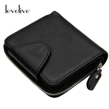 LEVELIVE Mens Genuine Leather Hasp Zipper Wallets Men Real Cowhide Wallet Coin Pocket Card Holder Male Purse Carteira Masculina